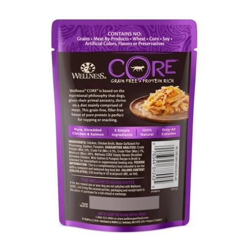 Wellness Core Simply Shreds Chicken Salmon & Pumpkin Dog Pouch 79g X12 -Pet Supply Store 26516 136053 wellness core simply shreds chicken salmon pumpkin dog pouch 79g x12 2 1