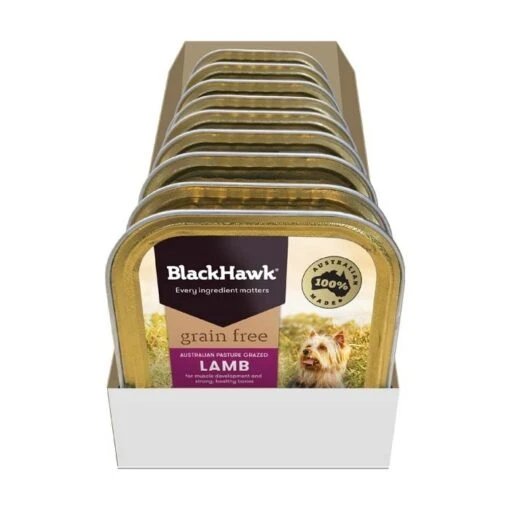 Black Hawk Grain Free Lamb Adult Dog Can 100gx9 -Pet Supply Store 29653 137542 bhc102 9 pack srt front 1