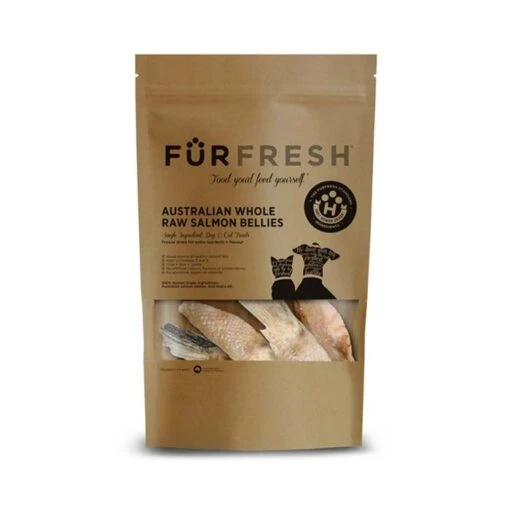 Furfresh Freeze Dried Whole Raw Salmon Bellies Dog Treat 75g -Pet Supply Store 30141 138183 treat label rendering salmon 1 1