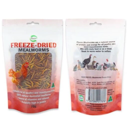 Pisces Freeze Dried Poultry Mealworms 70g -Pet Supply Store