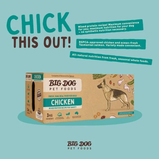 Big Dog Barf Chicken Dog Patties 3kg -Pet Supply Store 501057 BD BARF DF PATTIE CHICK 3kg 7