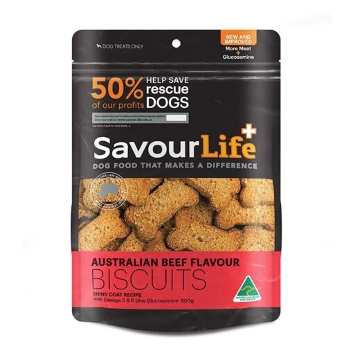 Savourlife Beef Biscuit Dog Treat 500g -Pet Supply Store 508005 australian beef biscuits 500g render front