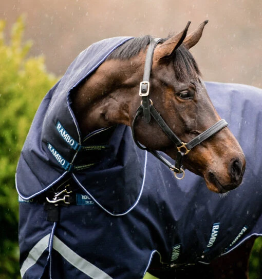 Horseware Ireland HORSEWARE - RAMBO DUO FORCE -Pet Supply Store AAADNE BGTB Duo Force Ripstop Hood Navy