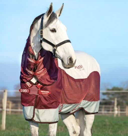 Horseware Ireland Rambo Summer Series Turnout -Pet Supply Store AAATKS JQKQ Rambo Summer Series Burgundy front closure 1440x1536 1