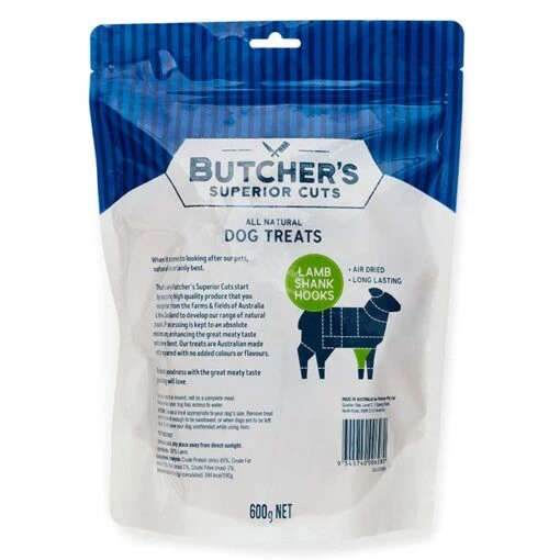 Butcher's Superior Cuts Lamb Shank Hook Dog Treat 600g -Pet Supply Store Dog 123909 BSC Lamb Shank Hook 600g 2600g 2