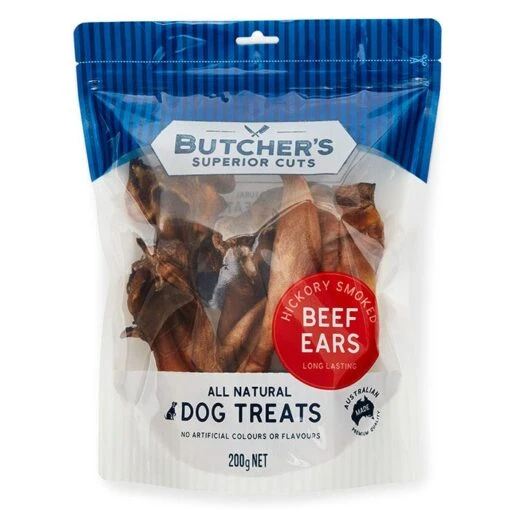 Butcher's Superior Cuts Long Last Beef Ear Dog Treat -Pet Supply Store Dog 136192 BSC Long Lasting Beef Ears 200g 1200g 1 1