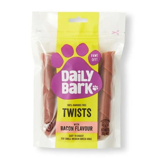 Daily Bark Bacon Rawhide Free Twists Dog Treat 6PK -Pet Supply Store Dog 142891 Daily Bark Bacon Rawhide Free Twists Dog Treat 6PK 1