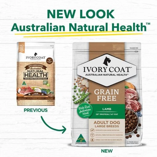 Ivory Coat Grain Free Lamb Adult Dog Food 13kg -Pet Supply Store IC AU 13KG ADULT DOG GF LARGE BREED LAMB 05 NEW PACK CALLOUT V2