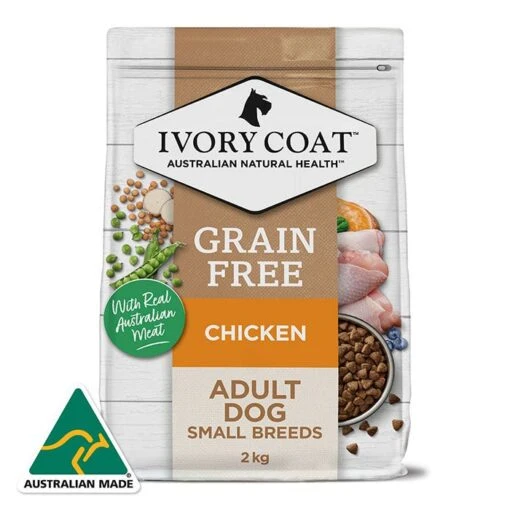 Ivory Coat Grain Free Small Breed Chicken Dog Food 2kg -Pet Supply Store IC AU 2KG ADULT DOG GF SMALL BREED CHICKEN 01 MOI