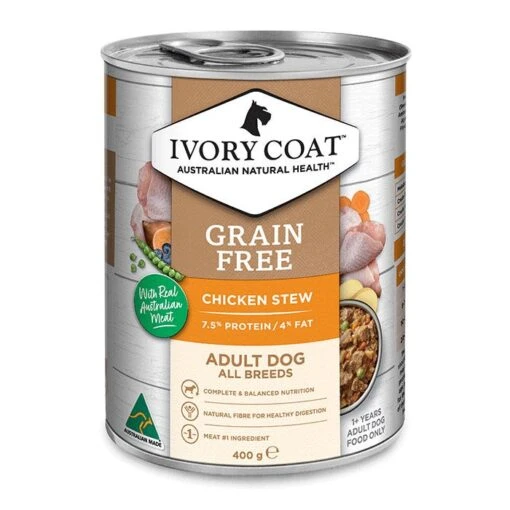 Ivory Coat Grain Free Chicken Adult Dog Can 400gx12 -Pet Supply Store IC AU 400G ADULT DOG GF CHICKEN STEW 02 FRONT 1