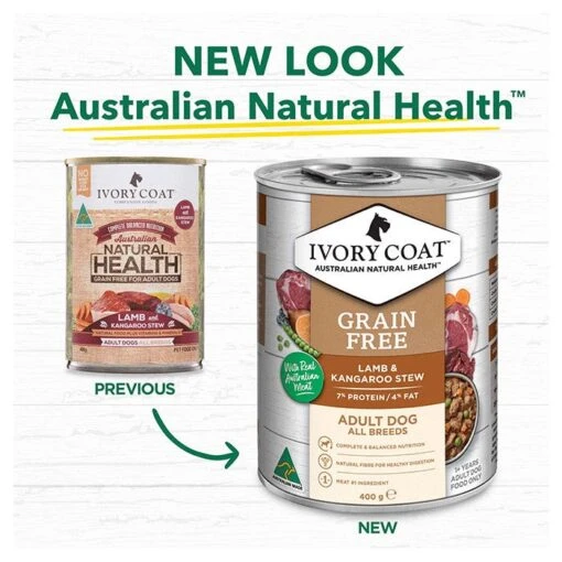 Ivory Coat Grain Free Lamb & Kangaroo Adult Dog Can 400gx12 -Pet Supply Store IC AU 400G ADULT DOG GF LAMB ROO STEW 18 1