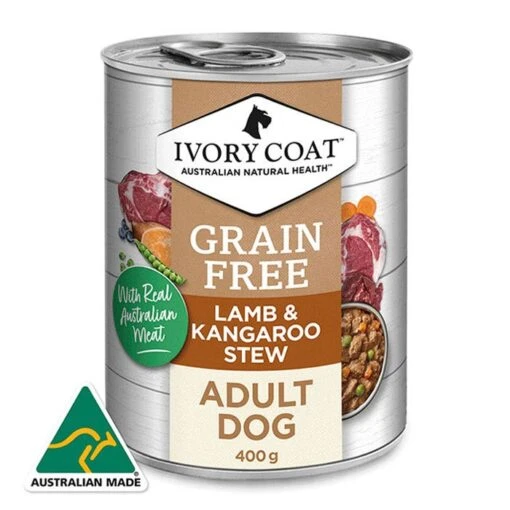 Ivory Coat Grain Free Lamb & Kangaroo Adult Dog Can 400gx12 -Pet Supply Store IC AU 400G ADULT DOG GF LAMB ROO STEW 70 1