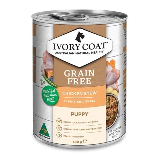 Ivory Coat Grain Free Chicken Puppy Food 400gx12 -Pet Supply Store IC AU 400G PUPPY GF CHICKEN STEW 02 FRONT