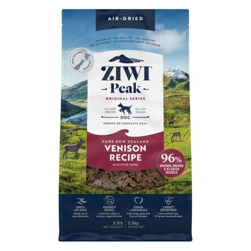 Ziwi Peak Air Dried Venison Adult Dog Food -Pet Supply Store ZIWI Peak Originals Air Dried Venison Dog Front of Pack 2.5kg 5.5lb 1