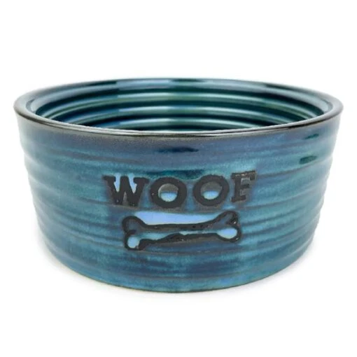 Barkley+Bella Bowl Ceramic Woof Blue Large 800ml -Pet Supply Store