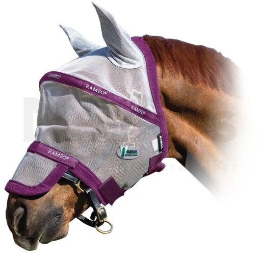 Horseware Ireland Horseware - Rambo Flymask Plus -Pet Supply Store horseware rambo plus fly mask vamoose silverpurplephoto frame1 1